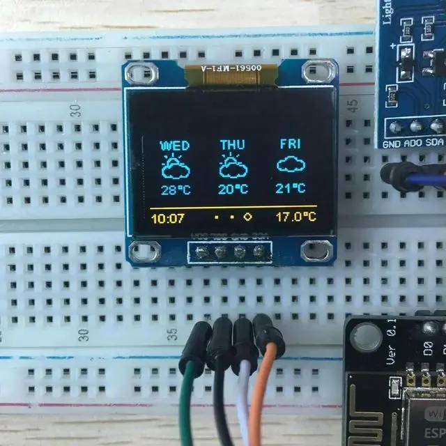 Alt view image 2 of 4 - ESP8266 Weather Station Kit 0.96 Inch OLED IIC Display Weather Station Kit DIY Module Breadboards Electronics Component Set