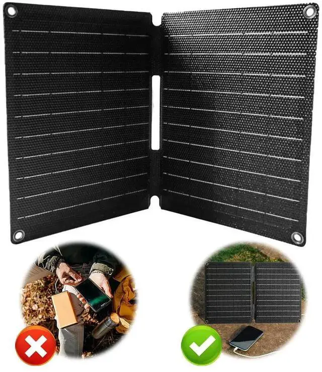 Alt view image 6 of 7 - 16W 5V Solar Panel Foldable with USB /Type-C Ports Outdoor Solar Cell Solar Charger Power Emergency Panels for Outdoor Camping
