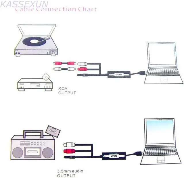 Alt view image 3 of 5 - JAENFONG 3.5mm RCA RL To USB Audio Capture Turntable Vinyl LP Cassette to MP3 CD Recorder