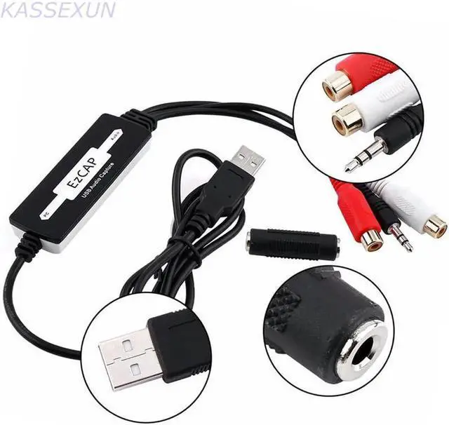 Alt view image 2 of 5 - JAENFONG 3.5mm RCA RL To USB Audio Capture Turntable Vinyl LP Cassette to MP3 CD Recorder