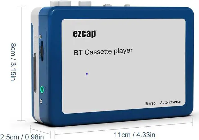Alt view image 6 of 6 - JAENFONG EZCAP 215 Portable BT Cassette Player BT 4.2 Tape Player Auto Reverse Audio Tape with Earphones Cassette Player