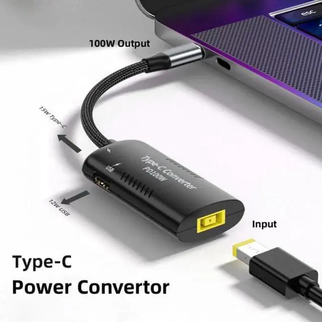 Alt view image 4 of 7 - JAENFONG Rectangle Power Thinpad X1 Input to 100W Dual Type C USB-C and Type-A Output PD Emulator Trigger Charge Cable