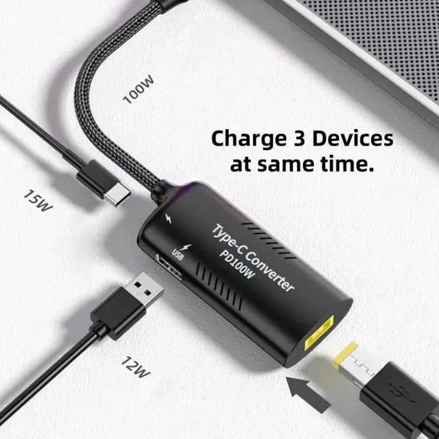 Alt view image 7 of 7 - JAENFONG Rectangle Power Thinpad X1 Input to 100W Dual Type C USB-C and Type-A Output PD Emulator Trigger Charge Cable