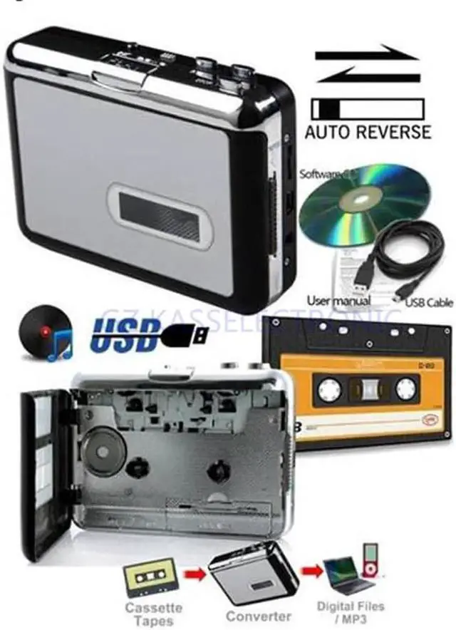 Alt view image 4 of 4 - JAENFONG Cassette Player USB convert old cassette tape to mp3 portable player through PC