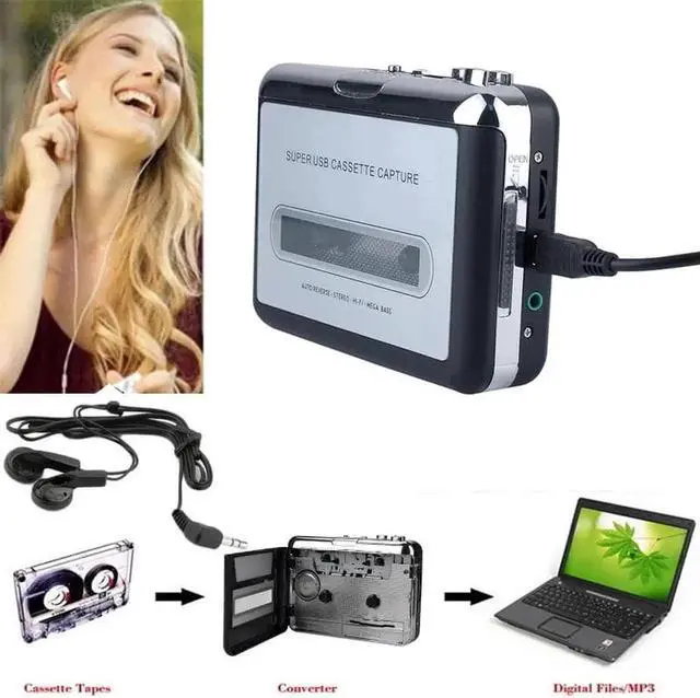 Alt view image 3 of 6 - JAENFONG USB Cassette Tape Converter Old Cassette To MP3 Audio Capture Card Music Walkman Player Tape To PC Cassette-to-MP3 Converter
