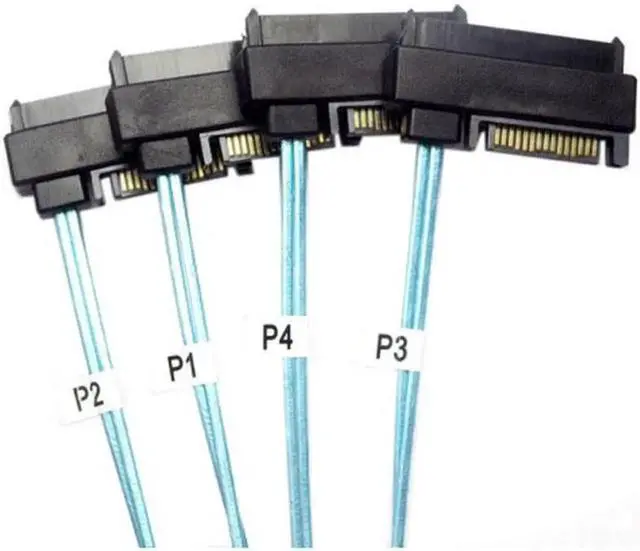 Alt view image 6 of 7 - JAENFONG Internal 36 Pin Mini SAS SFF-8087 Host to 4 SFF-8482 Target SAS Hard Disk and SATA Power Cable 100cm