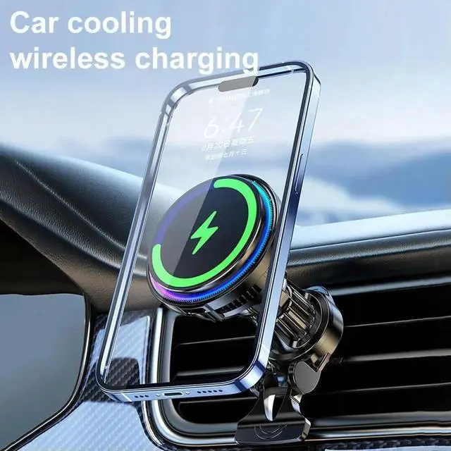 Alt view image 4 of 7 - 15W Magnetic Phone Cooling Car Charger Air Vent Wireless Charging Fast Charger Car Phone Holder Cooling Mount Car Accessories
