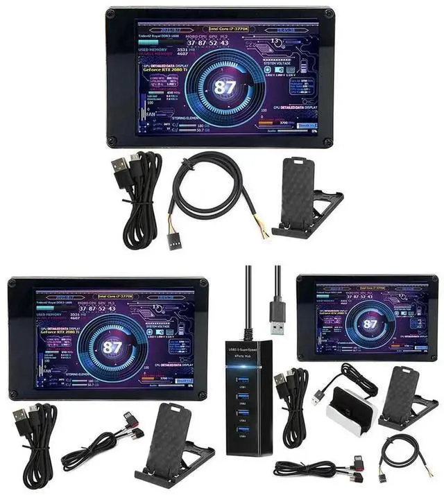 Alt view image 4 of 7 - Dual USB Computer Temperature Monitoring CPU GPU RAM HDD DIY PC Display Secondary Screen Acrylic for LINUX Raspberry Pi