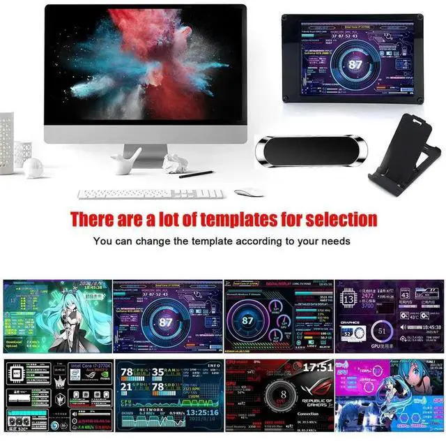 Alt view image 6 of 7 - Dual USB Computer Temperature Monitoring CPU GPU RAM HDD DIY PC Display Secondary Screen Acrylic for LINUX Raspberry Pi