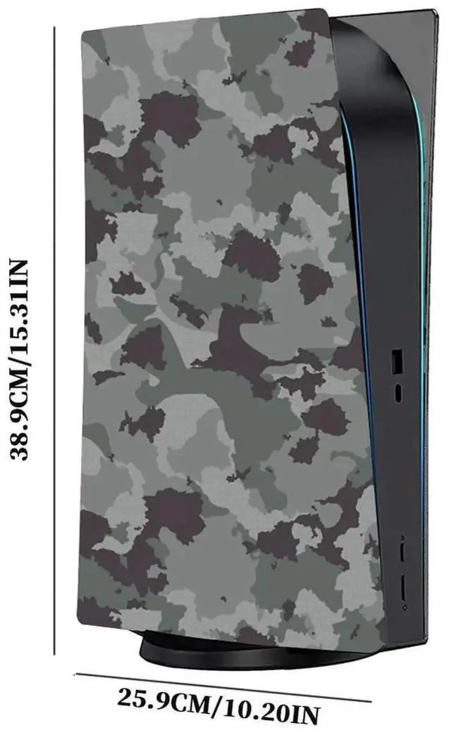Alt view image 4 of 4 - Camouflage Replacement Plate Dustproof Game Console Cover Anti-fingerprints Frosted Surface for PS5 Game Console Version
