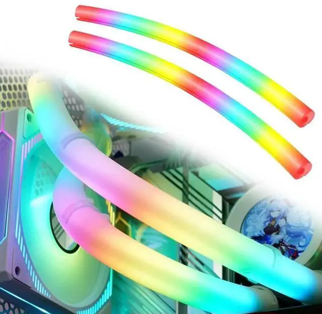 Alt view image 4 of 7 - 2PCS Liquid Water Cooling Light-Emitting Tube Silicone 5V 3Pin ARGB Water Cooling Hose Tube Luminous Sleeve PC Case Decorative
