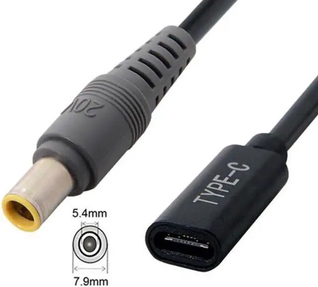 Alt view image 2 of 5 - JAENFONG Type C USB-C Female Input to DC 7.9*5.4mm Power PD Charge Cable fit for Laptop 18-20V