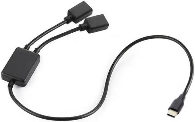 Alt view image 6 of 7 - JAENFONG Type-C to Dual Ports USB-C Female Hub Cable For Laptop PCMouseFlash Disk