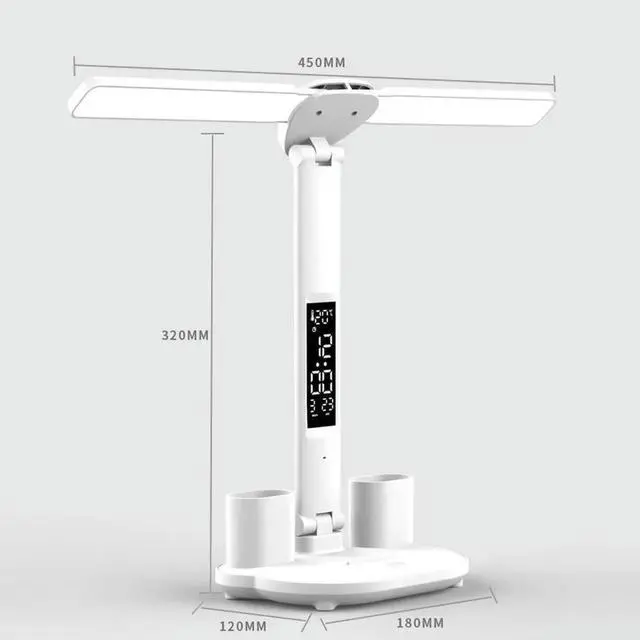 Alt view image 4 of 4 - LED Reading Desk Lights Adjustable with Calendar Stand Table Lamp Touch Control Nightstand Lamps Penholder for Home Office