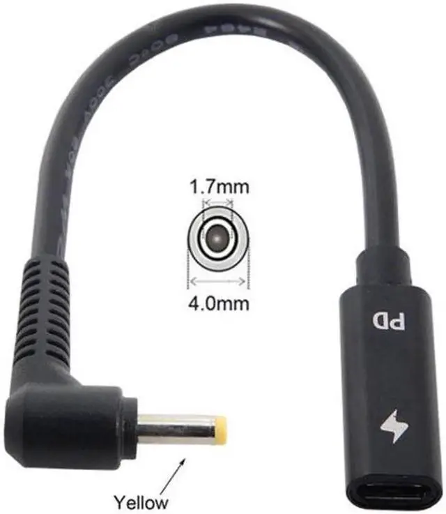 Main image of JAENFONG Type C USB-C Female Input to DC 4.0*1.7mm Power PD Charge Cable fit for Laptop 18-20V
