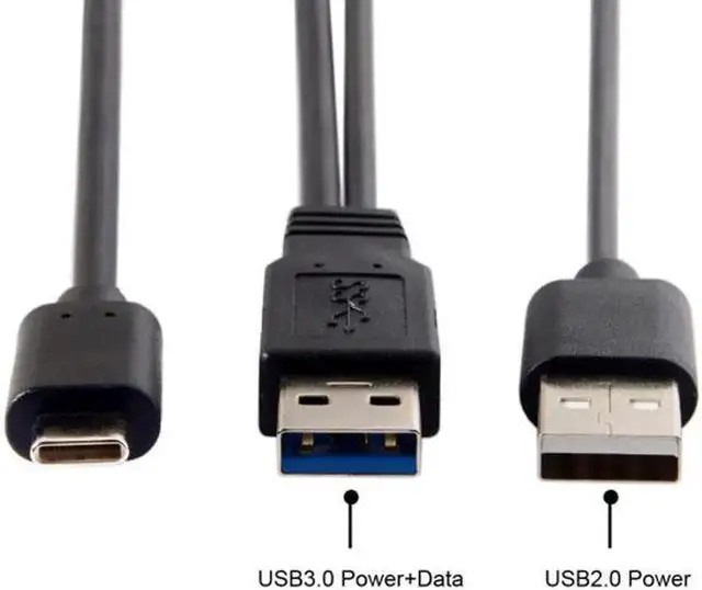 Alt view image 4 of 5 - JAENFONG Type-C USB-C to USB 3.0 MaleUSB 2.0 Dual Power Data Y Cable for LaptopHard Disk