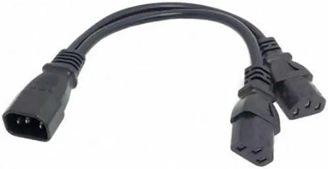 Alt view image 2 of 7 - JAENFONG Single C14 to Dual C13 5-13R Short Power Y Type Splitter Adapter Cable Cord