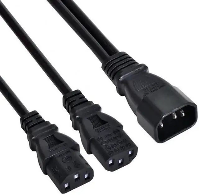 Alt view image 4 of 7 - JAENFONG Single C14 to Dual C13 5-13R Short Power Y Type Splitter Adapter Cable Cord