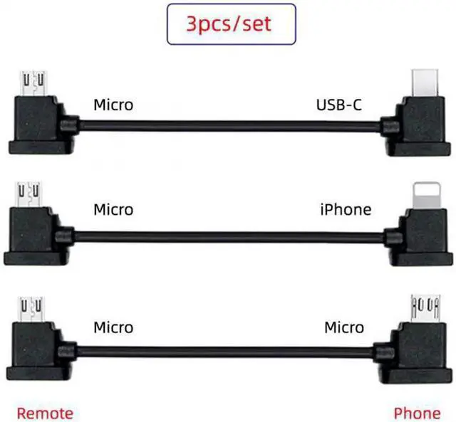 Main image of JAENFONG 3pcs/set Remote Controller Data Cable Type-CMicro8P to Micro USB for Mavic Pro Platinum Mavic Park RC Accessories