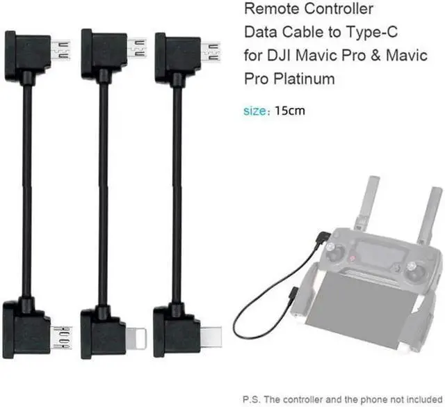Alt view image 7 of 7 - JAENFONG 3pcs/set Remote Controller Data Cable Type-CMicro8P to Micro USB for Mavic Pro Platinum Mavic Park RC Accessories