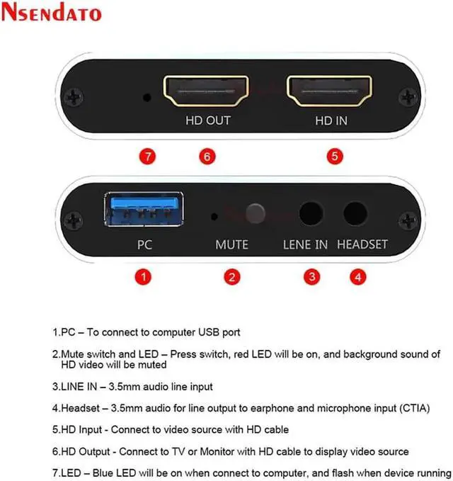 Alt view image 2 of 6 - JAENFONG Ezcap311P 4K USB HDMI Video Capture Card 1080P 60fps Live Streaming HDMI USB 3.0 Game Capture Live Boardcast Streaming Recording