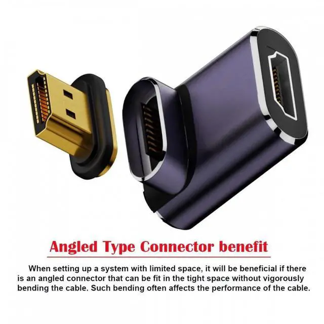 Alt view image 2 of 7 - JAENFONG 90 Degree Down Angled Vertical Magnetic 8K Type-A HDMI 2.1 Male to Female Straight Video Adapter for Laptop HDTV