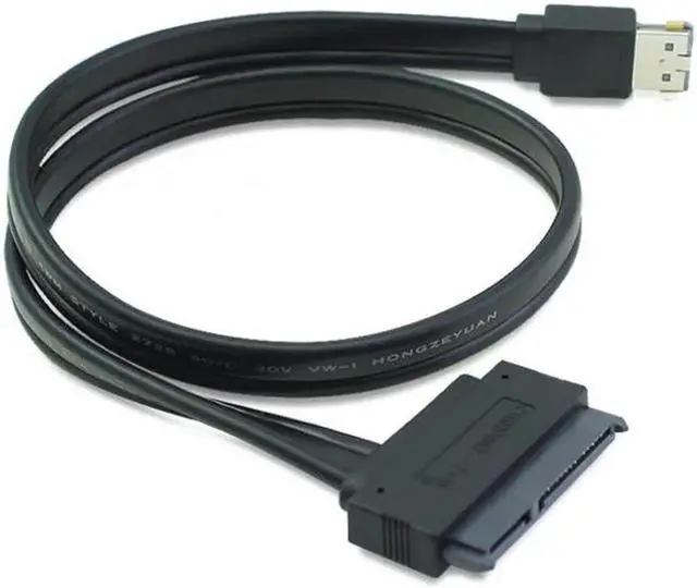 Alt view image 7 of 7 - JAENFONG Dual Power 12V and 5V eSATAp Power ESATA USB 2.0 combo to 22Pin SATA cable for 2.5" 3.5" Hard Disk Drive