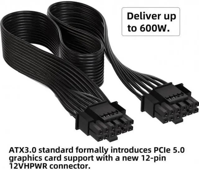 Alt view image 3 of 7 - JAENFONG 12VHPWR ATX3.0 PCI-E 5.0 Power Modular Cable 16Pin to 16Pin for 3080 3090TI PSU 12+4Pin Graphics Card