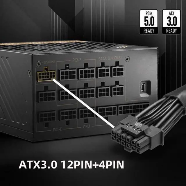 Alt view image 5 of 6 - JAENFONG 2VHPWR ATX3.0 PCI-E 5.0 Power Modular Cable to Dual ATX 8Pin for 3080 3090TI PSU 16Pin 12+4P Graphics Card