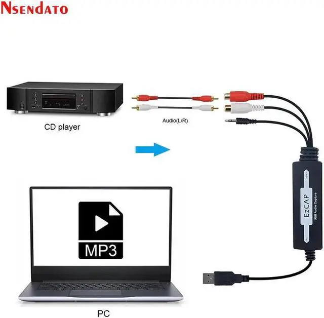 Alt view image 4 of 6 - JAENFONG EZCAP USB Audio Capture plate Card Convert CD Tape old Analog Music Cassette to MP3 Record Audio Card to Digital For Mac/Window8