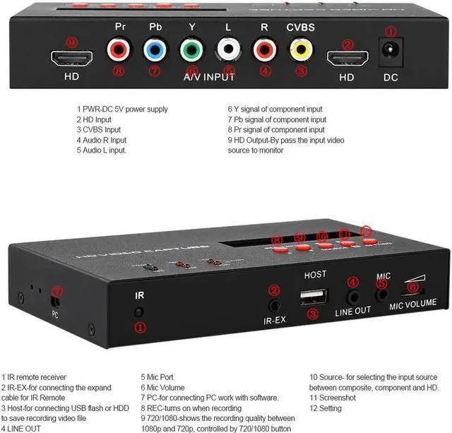 Alt view image 3 of 6 - JAENFONG Ezcap283S YPbPr Recorder Box With Scheduled Recording 1080P HDMI-compatible Game Capture for XBOX One/360 PS3 HD Video Capture
