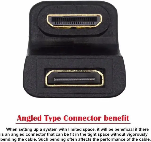 Alt view image 6 of 7 - JAENFONG 360 Degree Down Opposite U Shape Back Angled Mini HDMI 1.4 Male to Mini Female Extension Adapter Converter