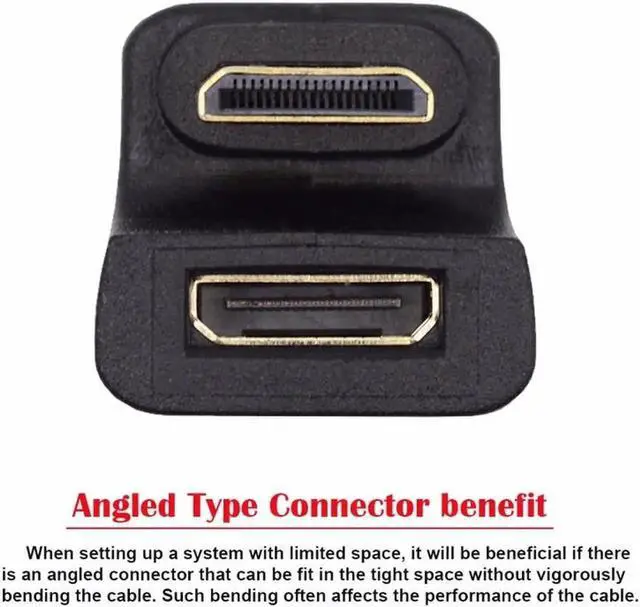 Alt view image 4 of 7 - JAENFONG 360 Degree Up Opposite U Shape Back Angled Mini HDMI 1.4 Male to Mini Female Extension Adapter Converter