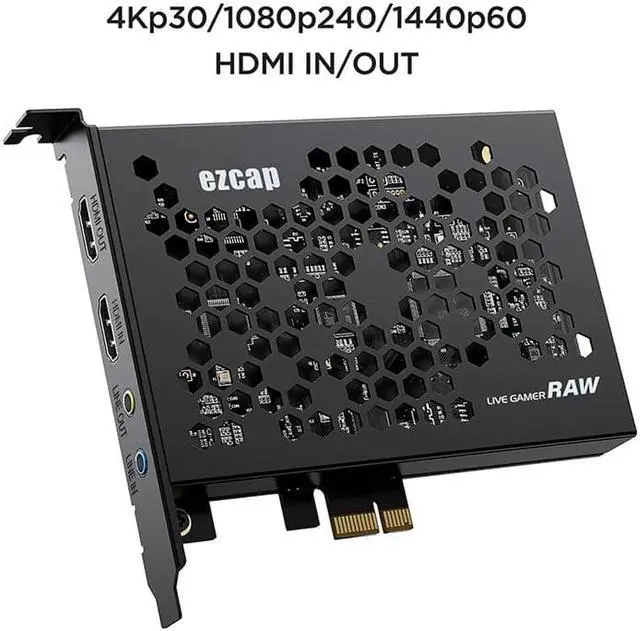 Alt view image 6 of 6 - JAENFONG 4K 30hz Full HD 1080p 60fps 120fps PCIe Video Capture Card PCI Express Game Record Box HDMI Loop Audio Line In PC Live Streaming