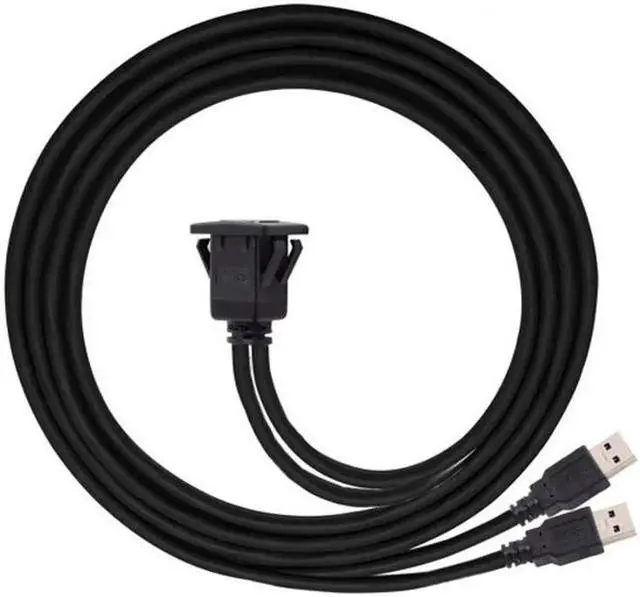 Alt view image 3 of 5 - JAENFONG 1m Waterproof Dual USB 3.0 Extension Latch Mount Car AUX Cable for Dashboard Panel