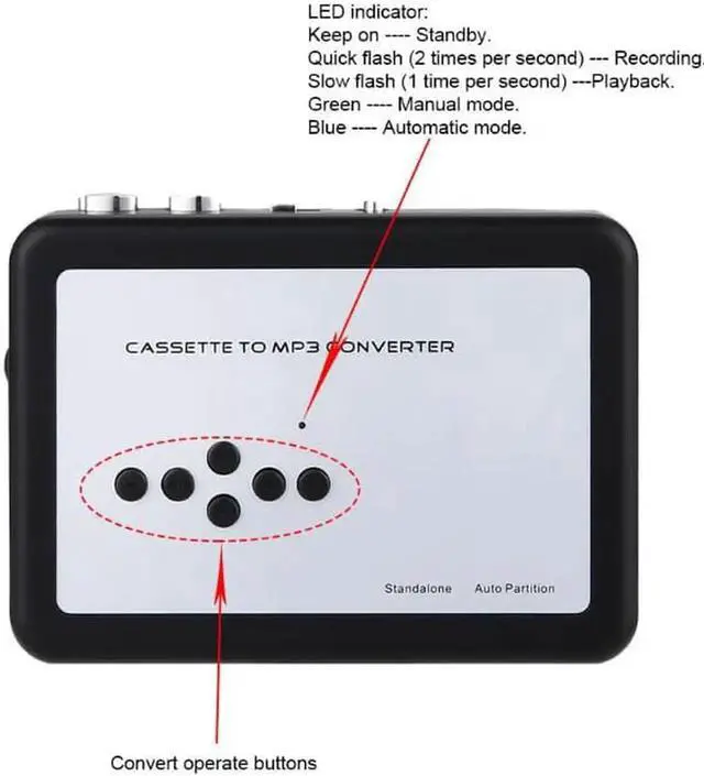 Alt view image 4 of 6 - JAENFONG USB Cassette Tape Music Audio Player to MP3 Converter Tapes Cassette Player Recorder Save MP3 File to USB Flash/USB