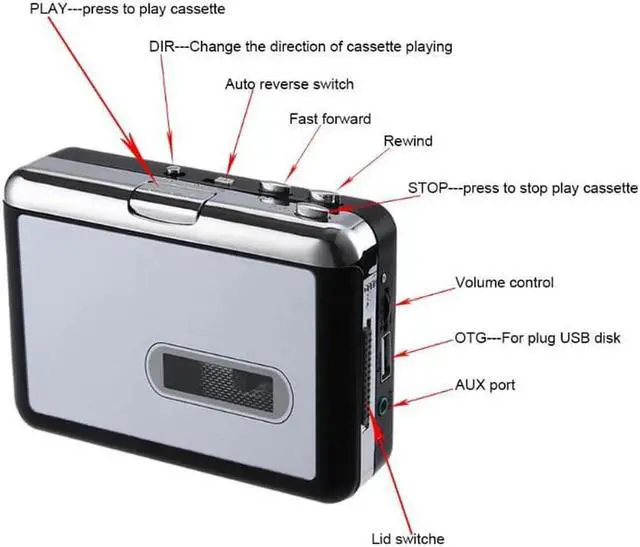 Alt view image 6 of 6 - JAENFONG USB Cassette Tape Music Audio Player to MP3 Converter Tapes Cassette Player Recorder Save MP3 File to USB Flash/USB