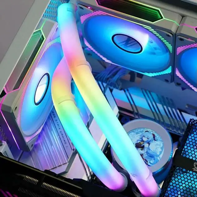 Alt view image 3 of 4 - 2PCS Soft Tube ARGB Vest Silicone 5V 3Pin ARGB Water Cooling Hose Tube Aura Sync Water Cooling Raditor Tube PC Case Decorative