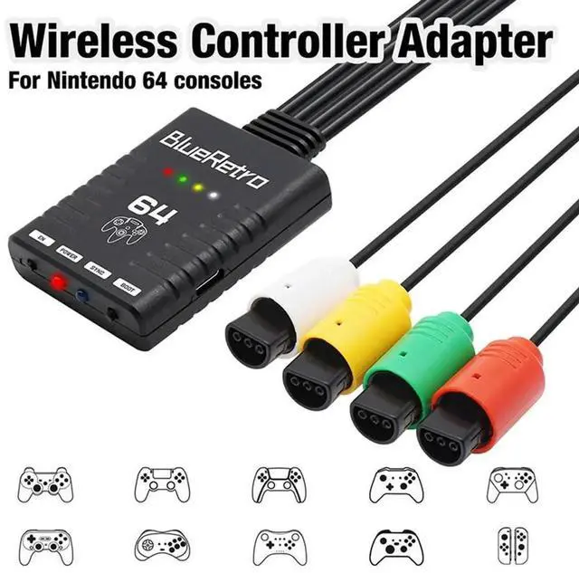 Alt view image 2 of 7 - Controller Adapter Bluetooth-compatible Multiplayer Wireless Controller Adapter Wireless Controller Adapter for N64 Console