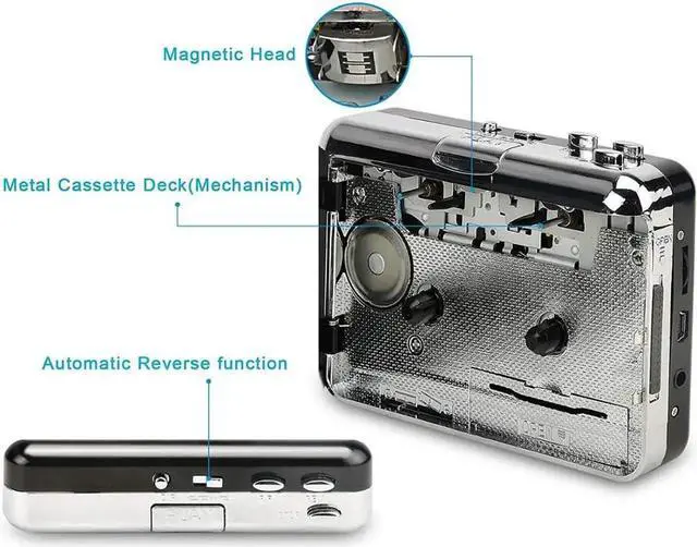Alt view image 2 of 6 - JAENFONG Y&H Cassette Player USB Cassette to MP3 Converter Capture Audio Music Player Tape Cassette Recorder