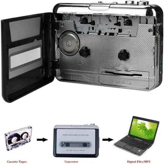 Alt view image 3 of 6 - JAENFONG New USB Cassette Tape Converter Cassette to MP3 Audio capture Music Walkman Player Tape to PC Portable Cassette-to-MP3 Converter