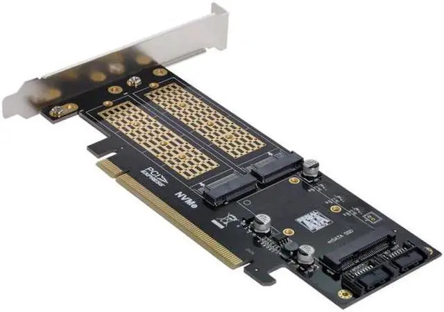 Alt view image 4 of 7 - JAENFONG Express PCI-E 3.0Dual SATA to NGFF NVME MSATA M-Key B/M-key SSD Card Adapter 3in1