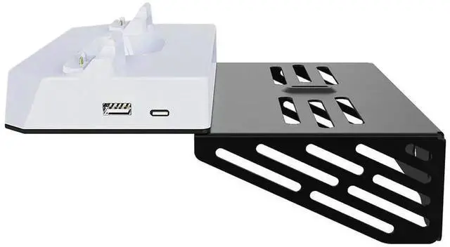 Alt view image 2 of 4 - Shelf Floating Mount with Dual Controller Charger RGB Light Wall Stand W/ Headset Holder for PS5/PS5 Slim Disc & Console
