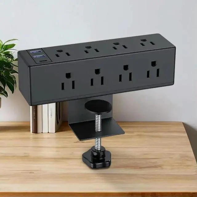 Alt view image 3 of 4 - Desk Clamp Power Strip with USB Widely Spaced Desk Outlet Station 8/6 AC Outlet and 6.6ft Power Cord Fit 1.6in Tabletop Edge