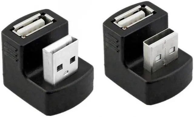 Alt view image 5 of 7 - JAENFONG 1 Set UpDown Angled USB 2.0 Adapter A Male to Female Extension 180 Degree Black