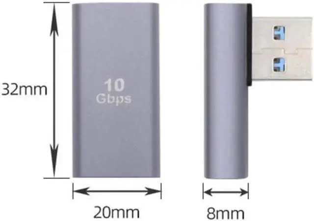 Alt view image 5 of 6 - JAENFONG 10Gbps USB3.0 Male to Female Extension Power Data Video Adapter Low Profile 90 Degree Left Angled Type