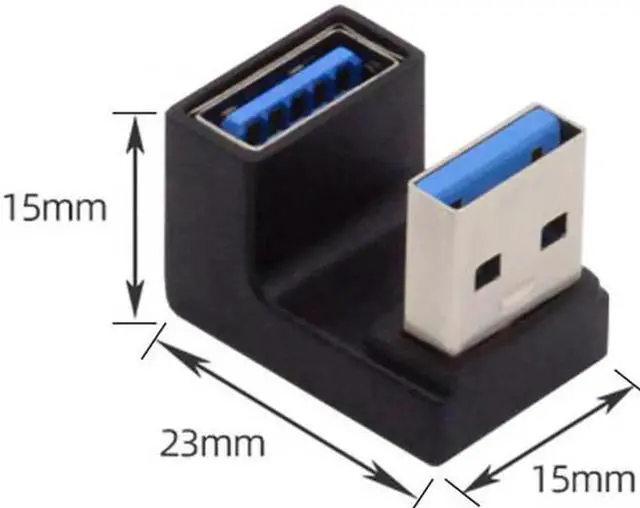 Alt view image 3 of 6 - JAENFONG 10Gbps USB3.0 Male to Female Extension Power Data Video Adapter Opposite U Shape Back Angled