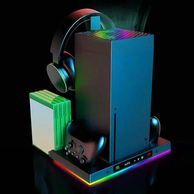 Alt view image 4 of 4 - RGB Charging Dock with 3-Levels Fan Cooling Fan Base with Game Discs Card Slot Game Controller Handle Charger for Xbox Series X