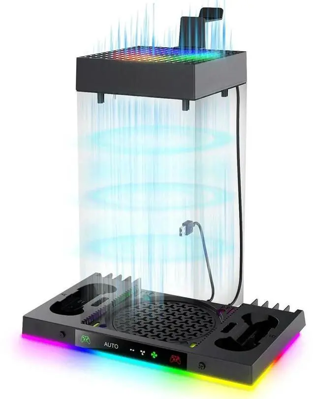 Alt view image 3 of 4 - RGB Charging Dock with 3-Levels Fan Cooling Fan Base with Game Discs Card Slot Game Controller Handle Charger for Xbox Series X