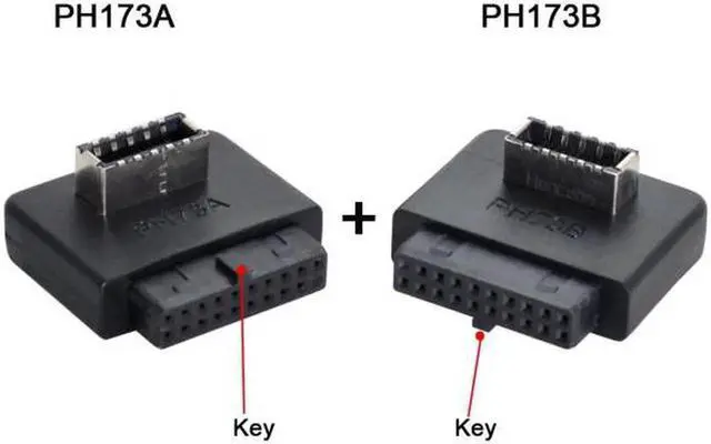 Alt view image 7 of 7 - JAENFONG USB 3.1 Front Panel Socket Key-A Type-E to USB 3.0 20Pin Header Male Extension Adapter for Motherboard